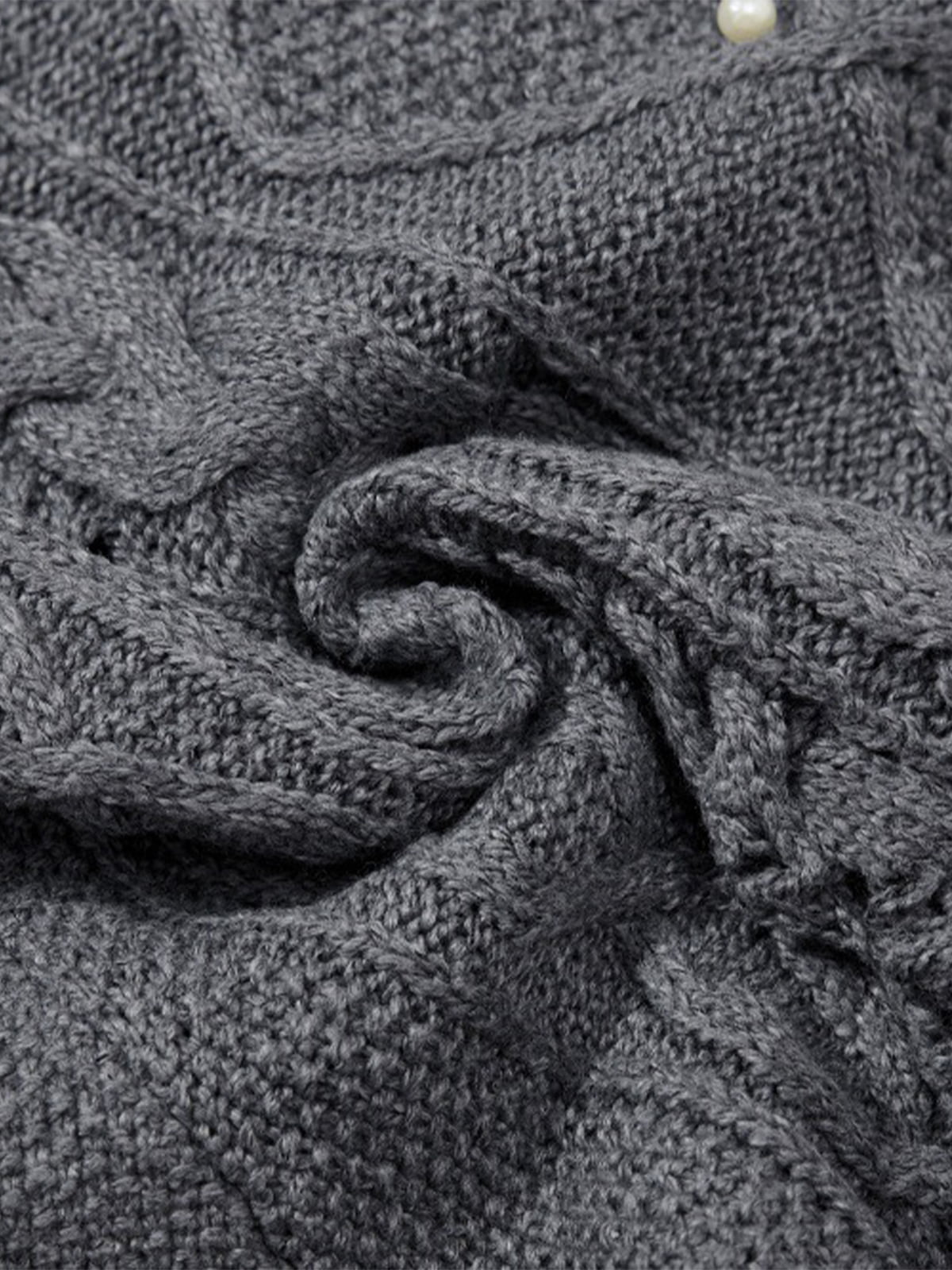 Retro Beaded Crochet Distressed Knit Cardigan 