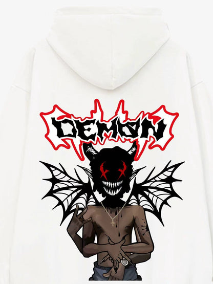 Demon Graphic Design White Hoodie 