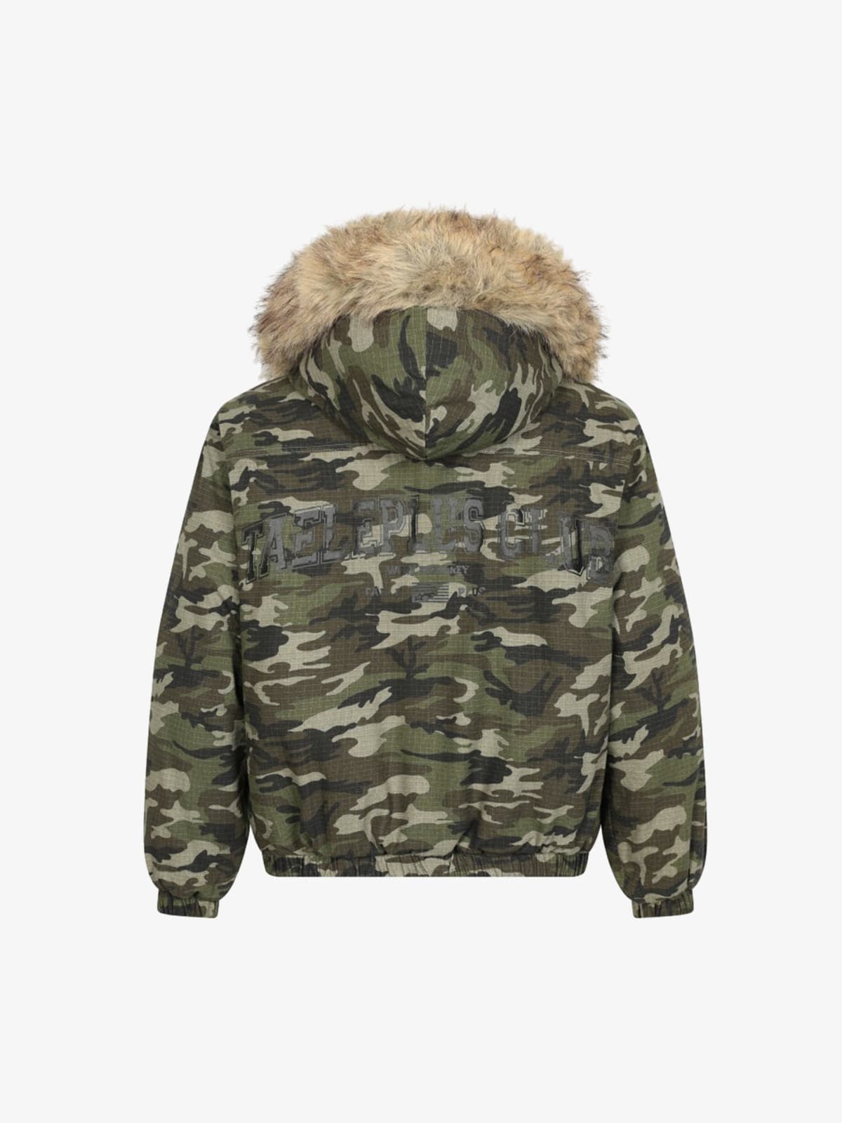 Detachable Fur Collar Forest Camo Padded Jacket 