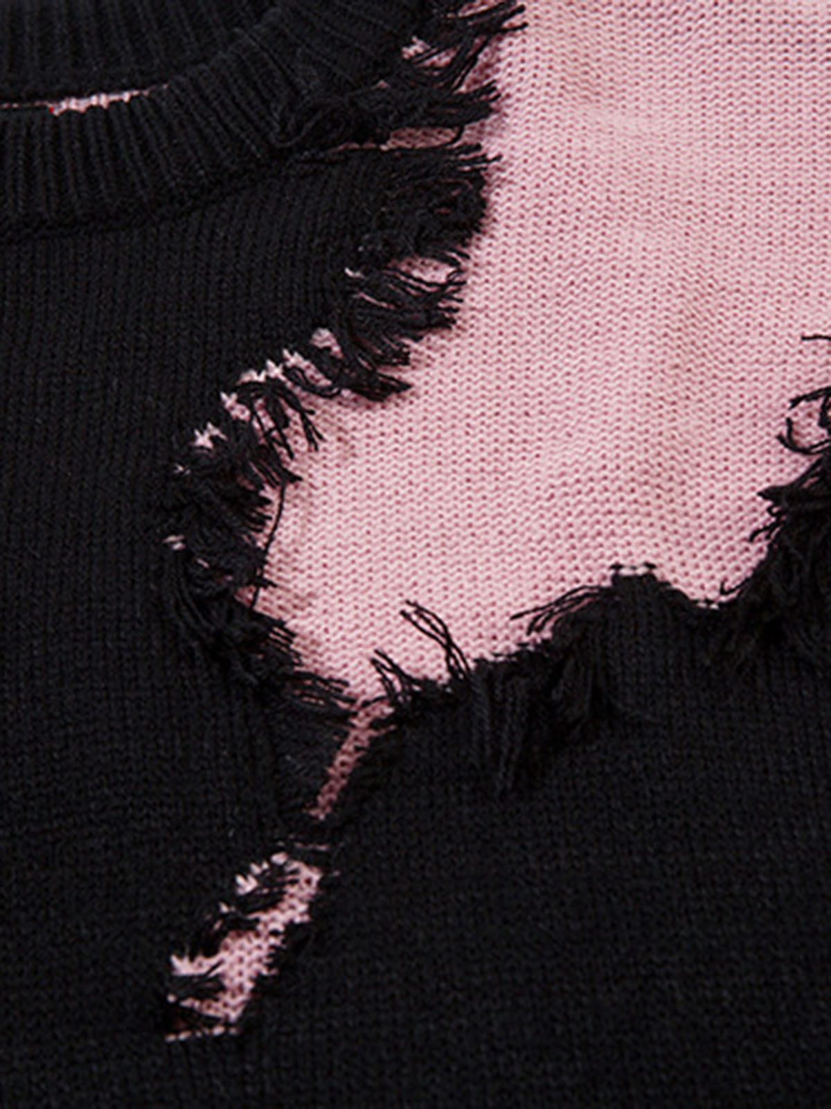 Niche Raw Edge Fringed Knit Sweater 