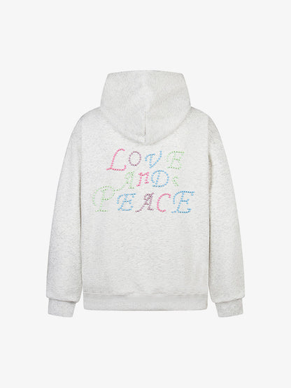 Stylish Hoodie with Embellished "Love and Peace" Design for Everyday Wear 