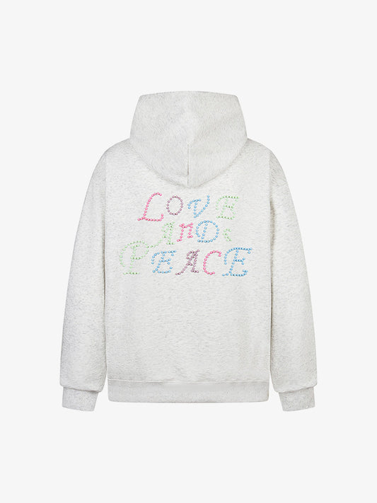 Stylish Hoodie with Embellished "Love and Peace" Design for Everyday Wear 