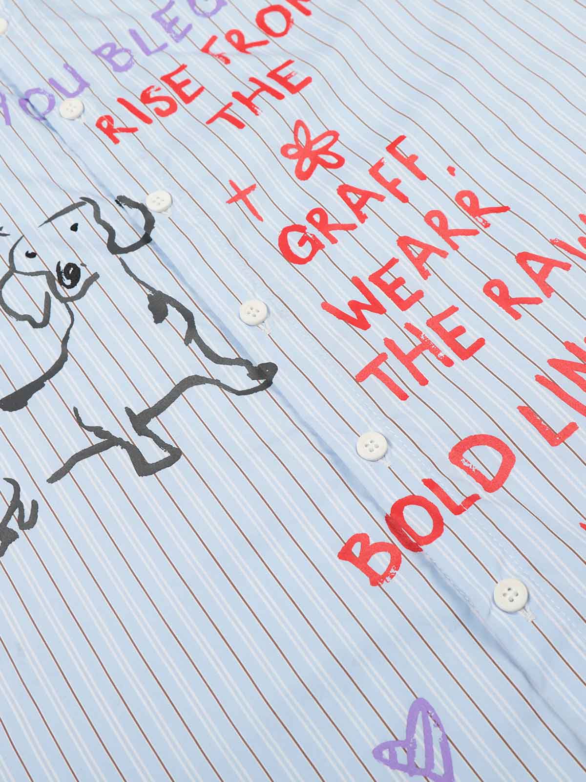 Fun Graffiti Striped Graphic Button-Up Shirt