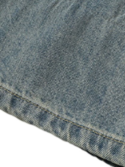 Vintage Washed Plaid Baggy Jeans 