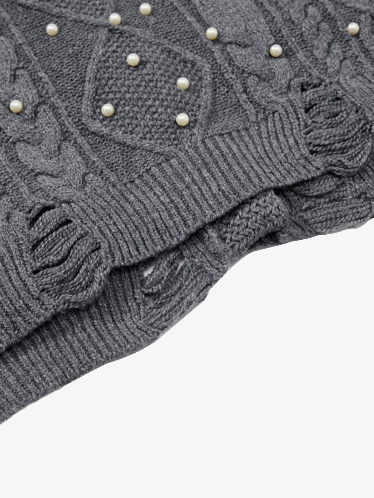 Retro Beaded Crochet Distressed Knit Cardigan 