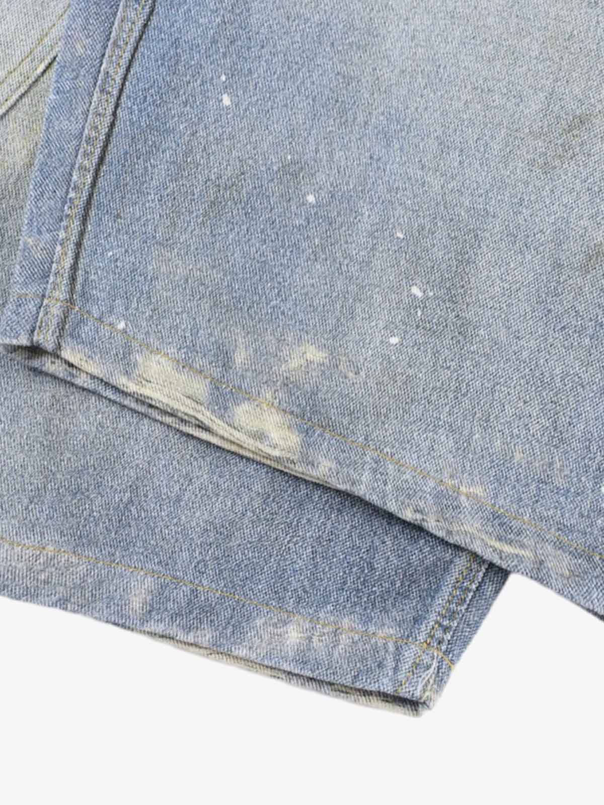 Denim Wide Leg Baggy Jeans with Tie and Pearl Chain Detail for Women Fashion Streetwear 