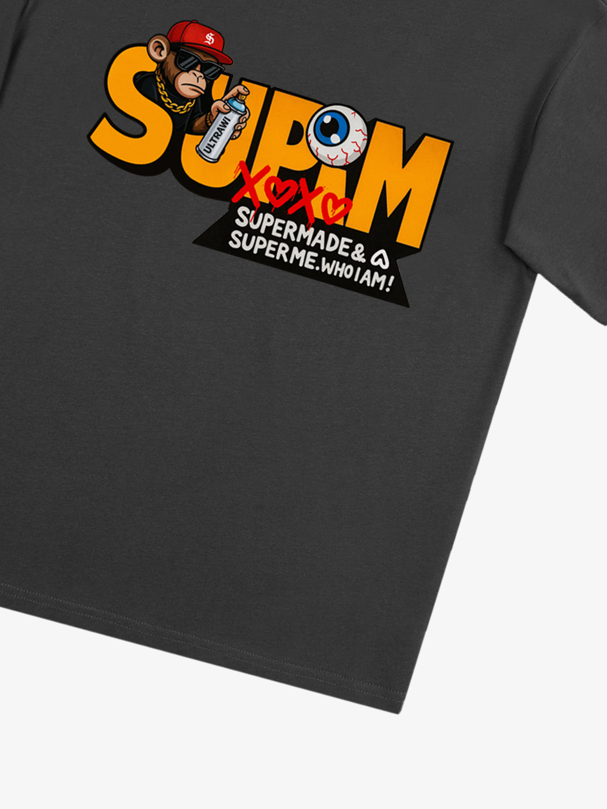 Supermade Trendy Hip-Hop Monkey Graffiti Font T-Shirt 