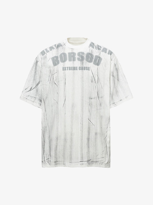 Painted Distressed Print Short-sleeved T-shirt 