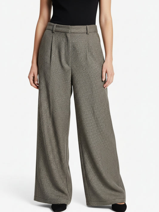 Belted Houndstooth Blazer Pants
