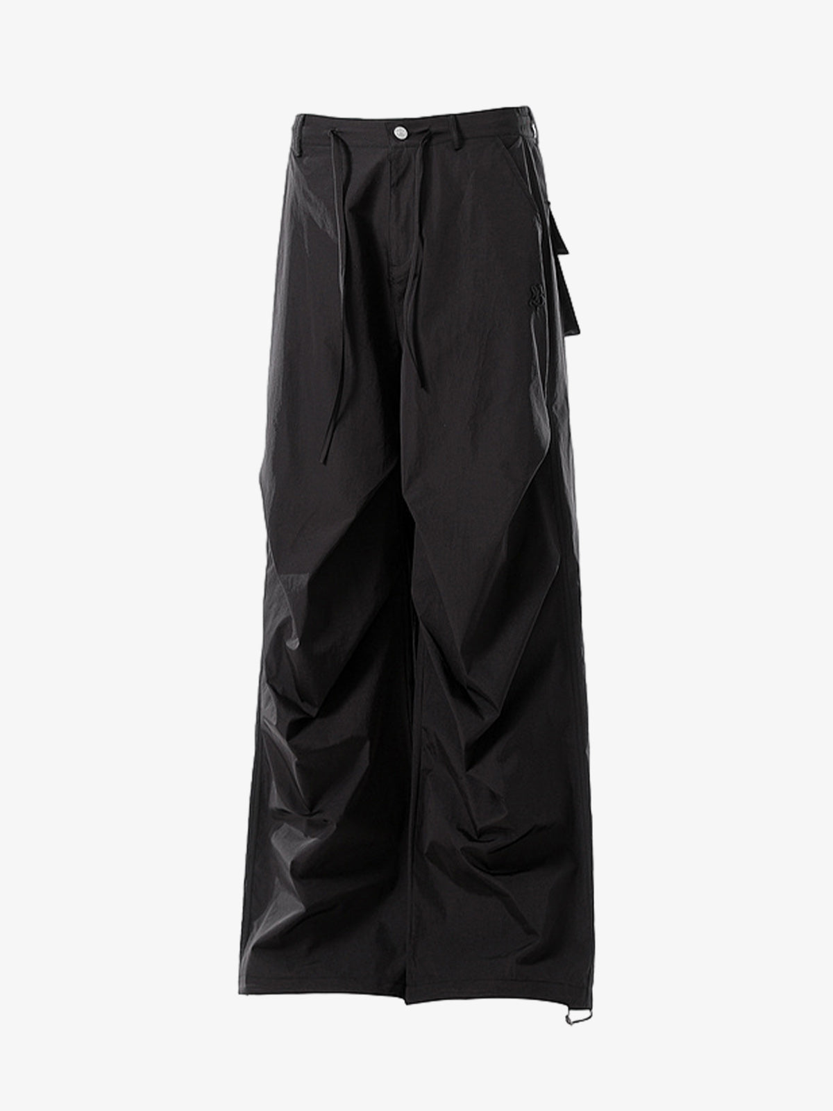 Vintage Drawstring Draped Embroidered Wide Leg Pants 