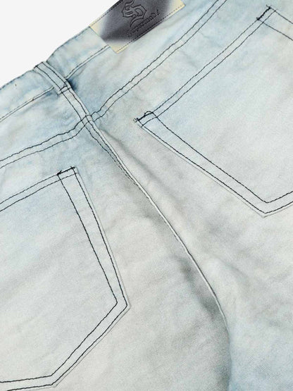 High-Waisted Wide-Leg Denim Pants with Asymmetrical Wrap Design 