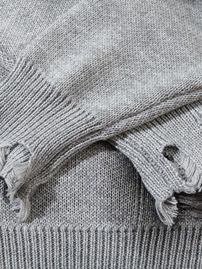 Vintage Spray-Painted Cross Hole Knit Sweater 