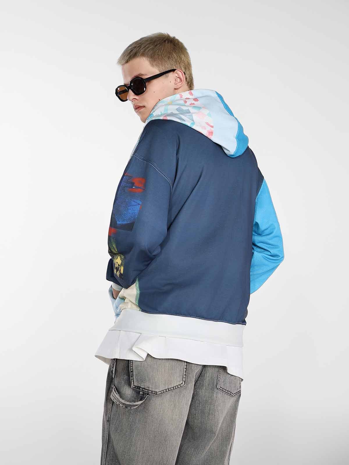 Stylish Graphic Hoodie with Unique Patchwork Design for Men