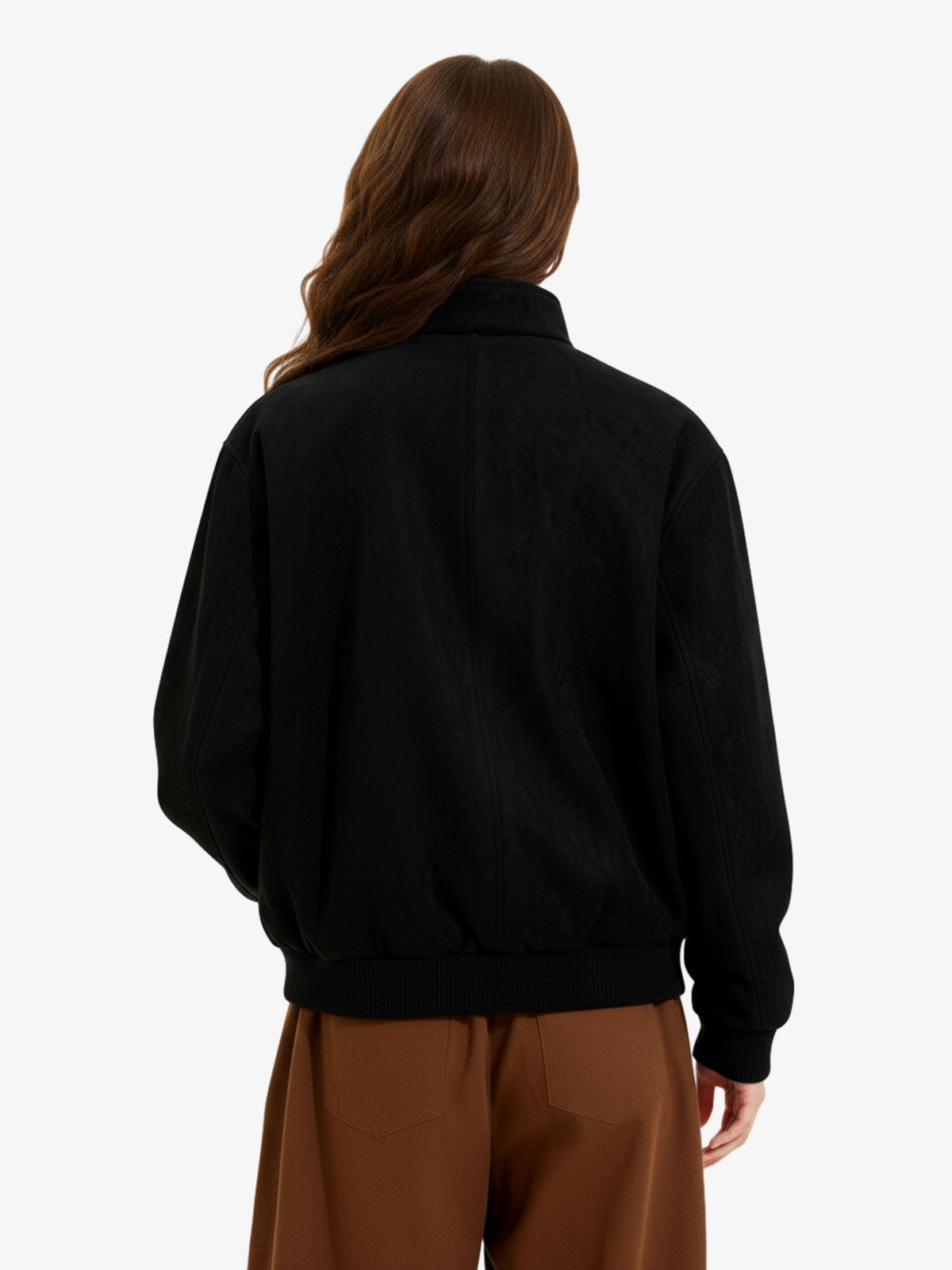 Vintage Stand Collar Metal Button-Structured Bomber Jacket