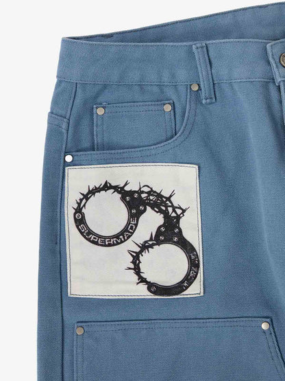 Supermade Multi-Element Appliqu¨¦ Patchwork Denim Suit?