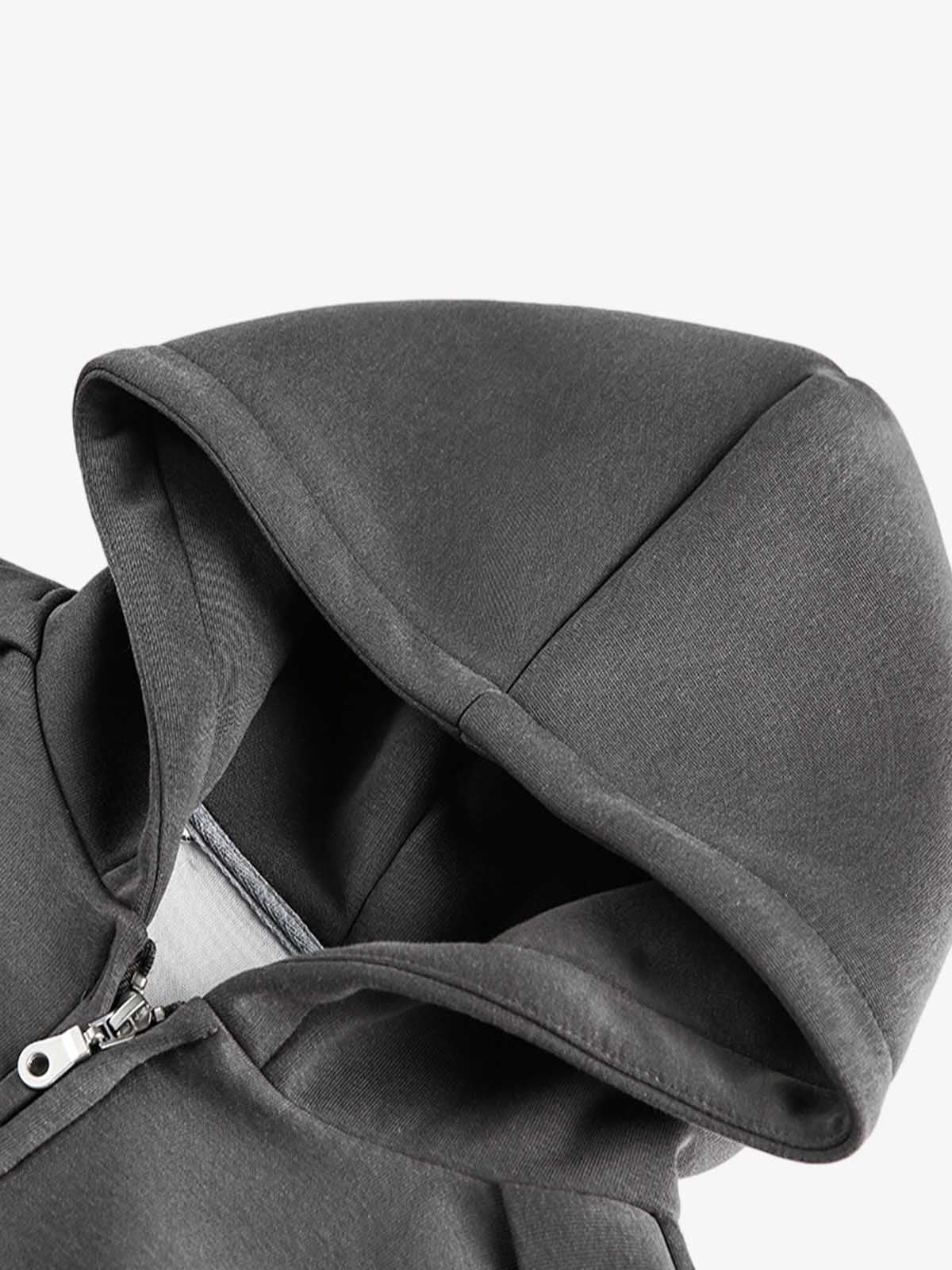 Street Deconstructed Split Zippered Hooded Sweatshirt 