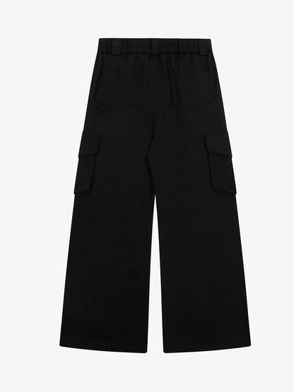 Wide-Leg Cargo Trousers with Multi-Pockets for Everyday Wear 