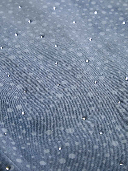 Thesupermade Ink Splashed Hotfix Rhinestone Baggy Jeans - 2306 