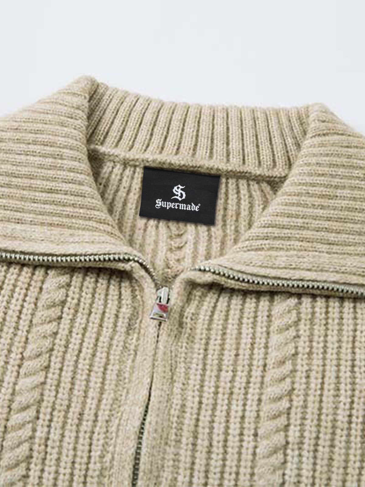 Cable Knit Zip-Up Sweater Jacket for Cozy Elegance 