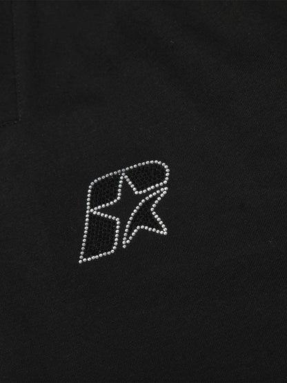 Stylish Black Wide-Leg Pants with Unique Embroidered Design for Casual Wear 