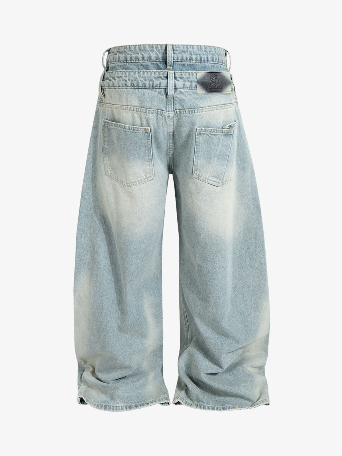 Light Wash Denim Wide Leg Cropped Pants High Waist Fashion Streetwear Style?