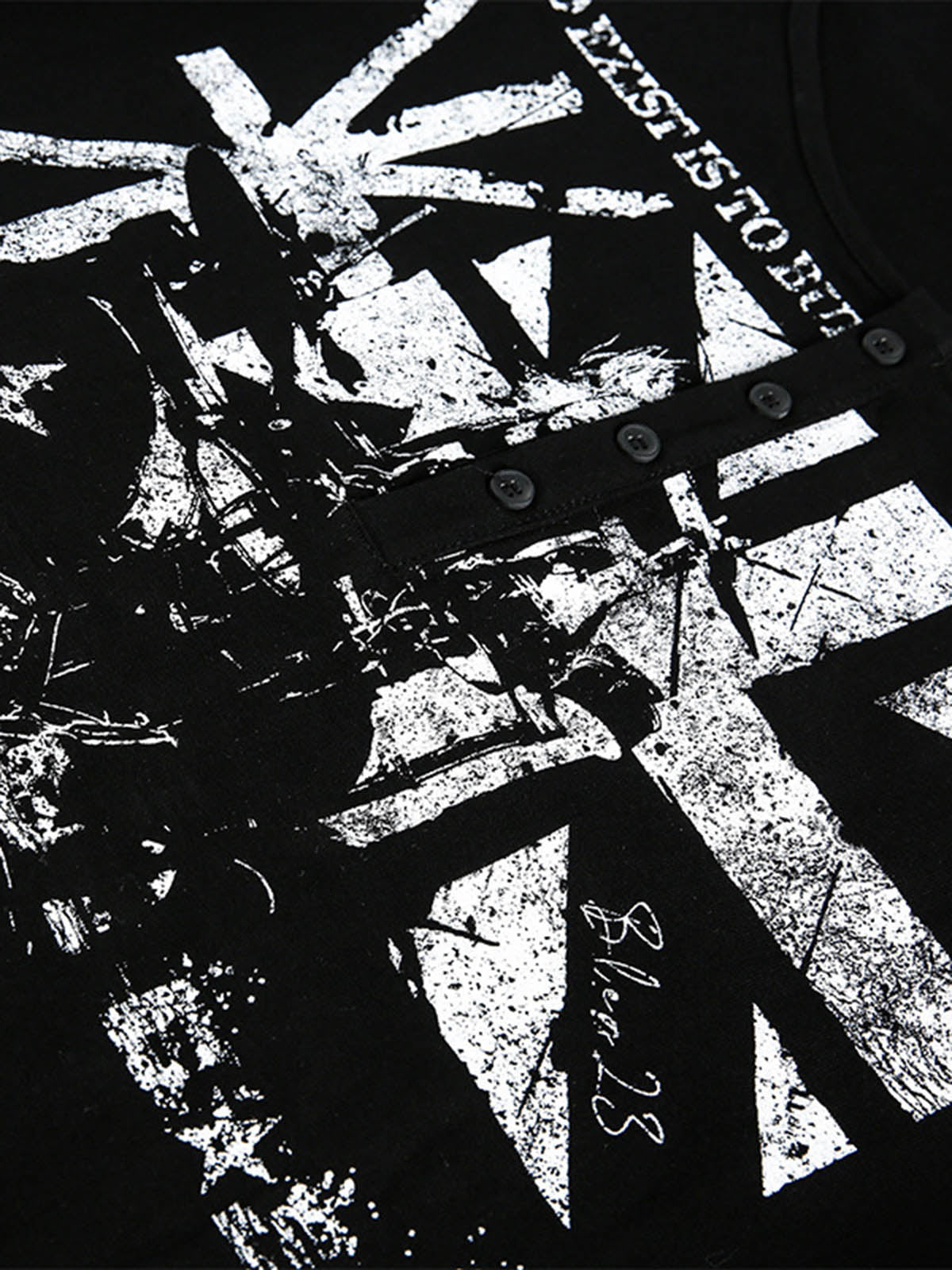 Double Collar Design Printed T-shirt 