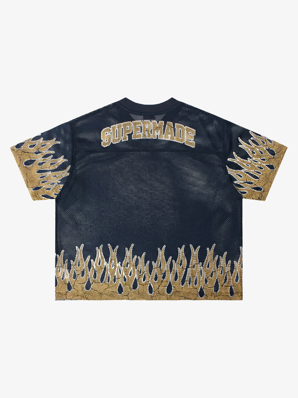 Mesh Flame Print Jersey T-Shirt with Supermade 25 Design 