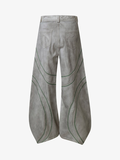 Stylish Wide-Leg Trousers with Unique Embroidered Design for Women 