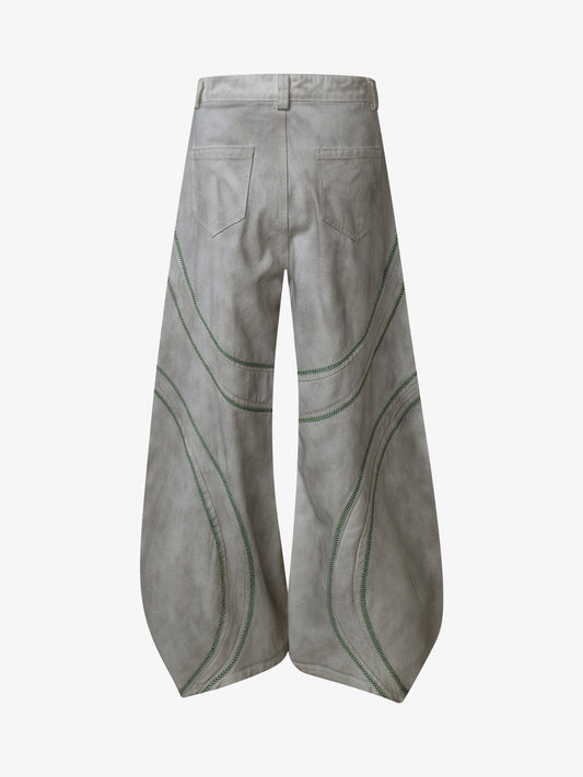 Stylish Wide-Leg Trousers with Unique Embroidered Design for Women 