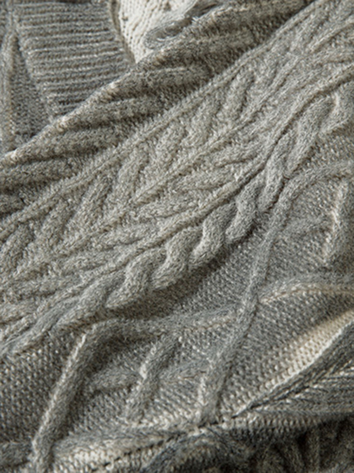 Cable Knit Cardigan Damaged Dirty Dyed Sweater 