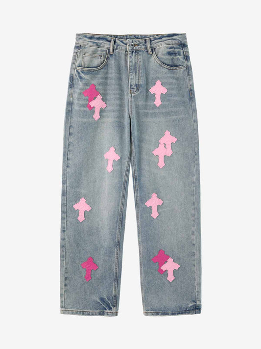 Supermade Retro Distressed Print Heavyweight Canvas Baggy Pants 