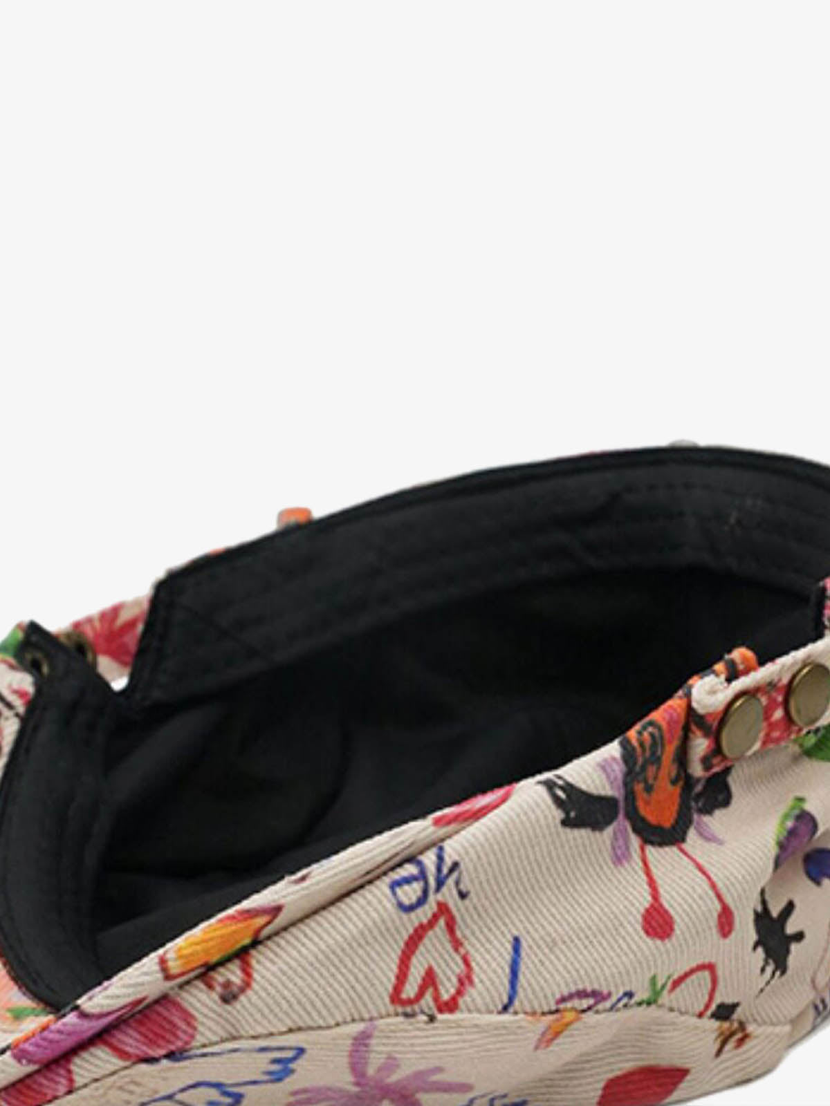 Cotton Embroidered Floral Flat Cap for Women - Black and Cream Design?