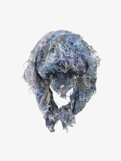 Distressed Denim Scarf with Unique Frayed Edges 