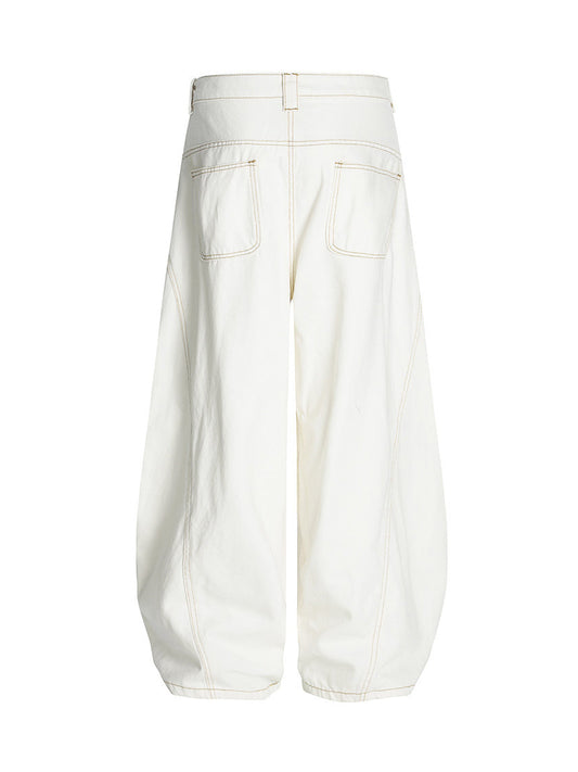 Embroidered Floral Patches Barrel Jeans 