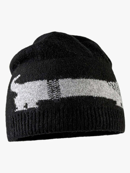 Knitted Wool Blend Winter Beanie Hat with Nordic Pattern and Ribbed Cuff?