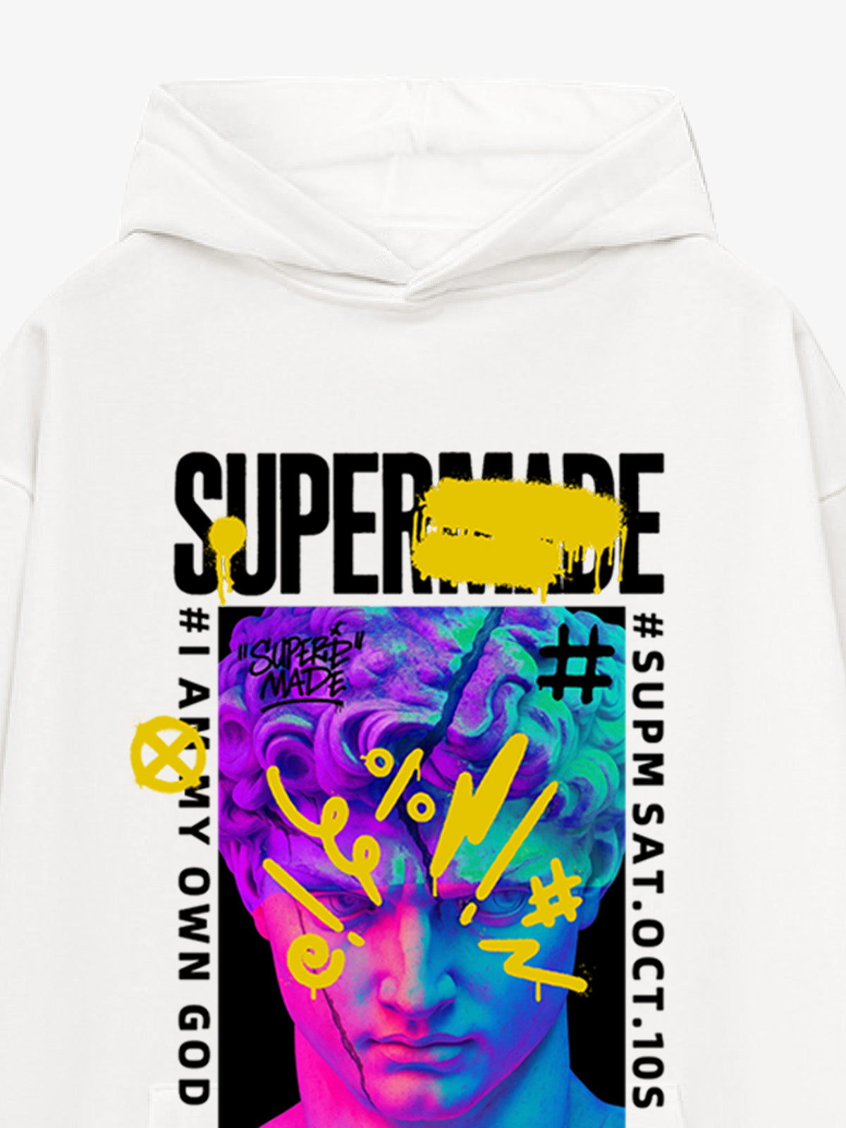 Thesupermade Cyberpunk Graffiti David Statue Hooded Sweatshirt 