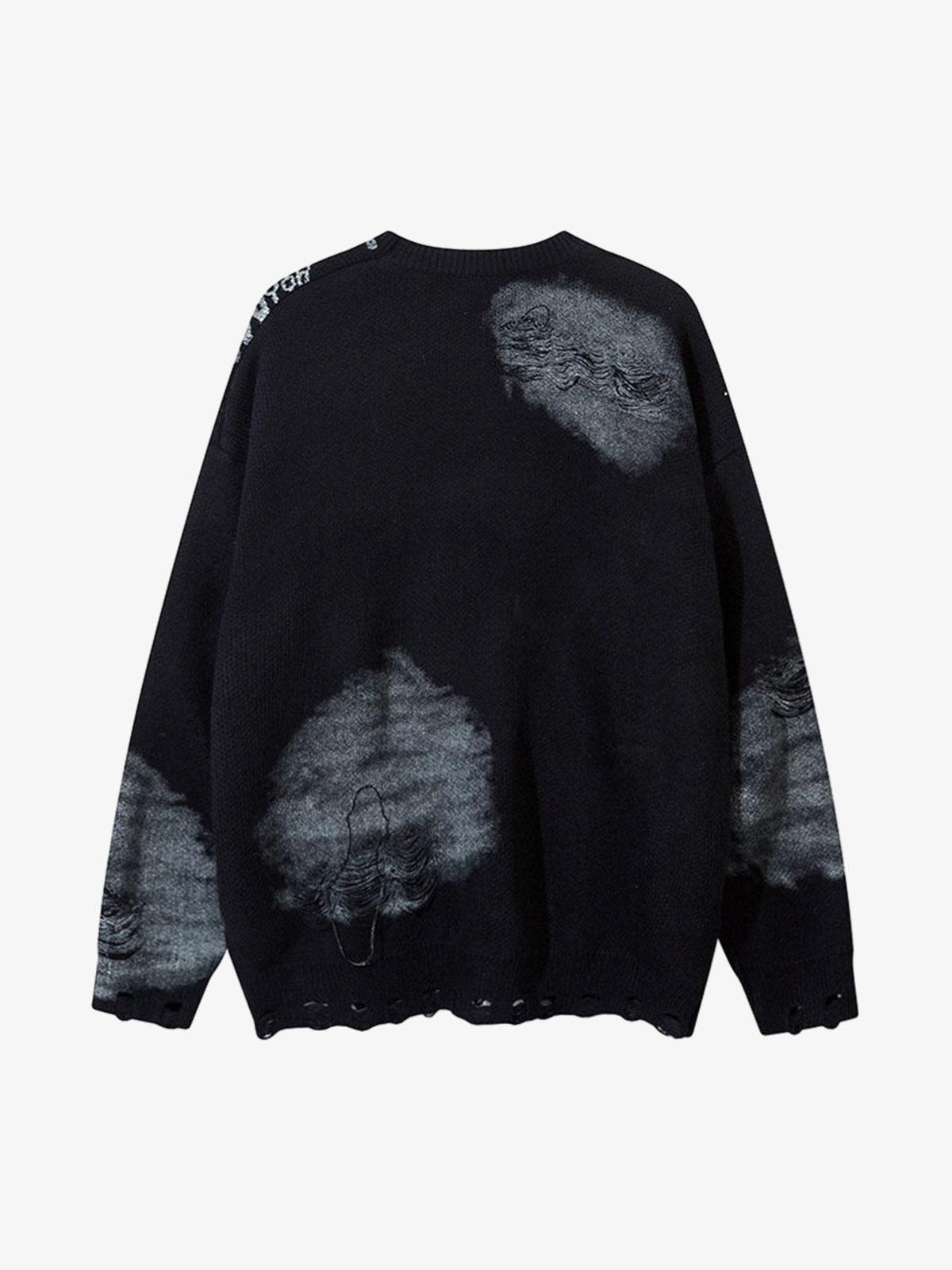 Chain Jacquard Spray-Painted Hole Round Neck Sweater 