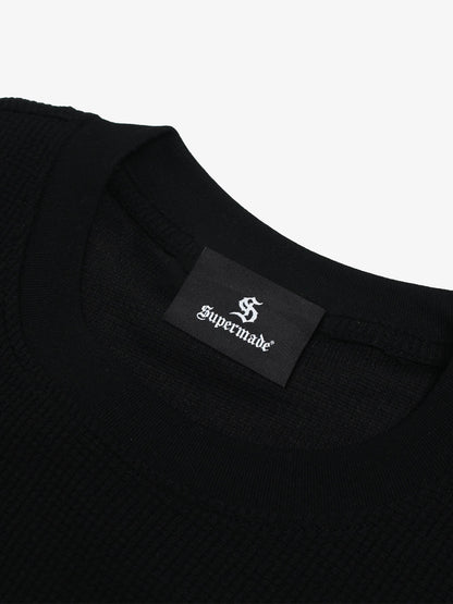 Cotton Waffle Knit Graphic T-Shirt with The Supermade Records Print for Men?