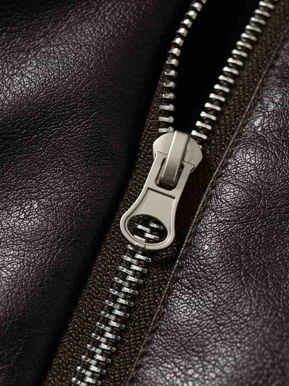 Vintage Shearling Collar Quilted Leather Jacket