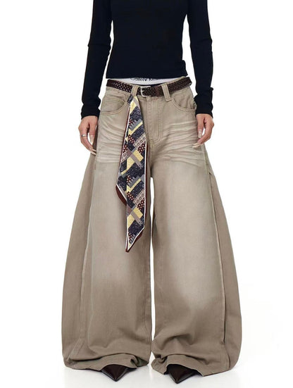Cotton Wide Leg Pants with Belted Scarf Detail - Comfortable High Waist Culottes for Women 