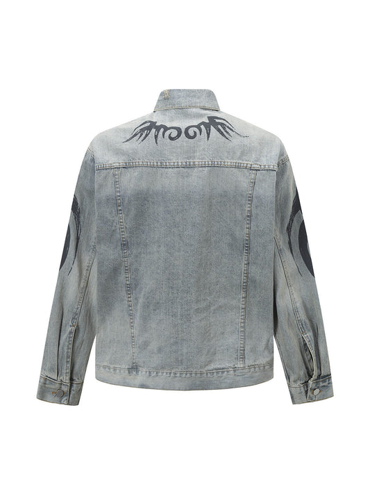 Retro Washed Totem Denim Jacket 
