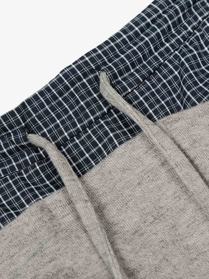 Contrast Check Waist Wide Leg Drawstring Sweatpants