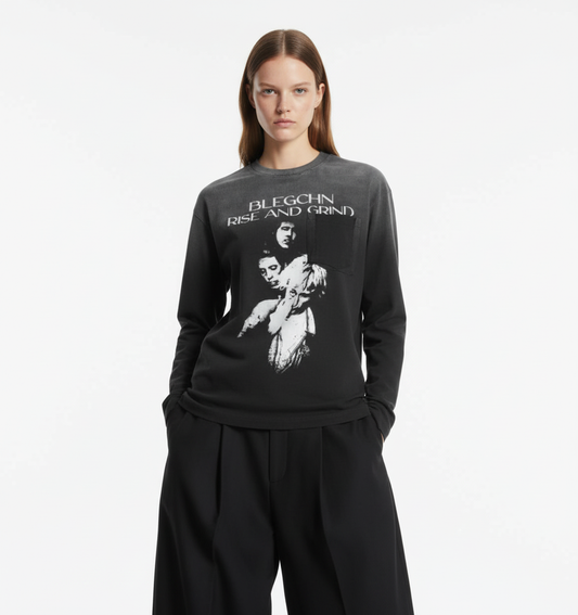 Portrait Pocket Ripped Long Sleeve T-Shirt