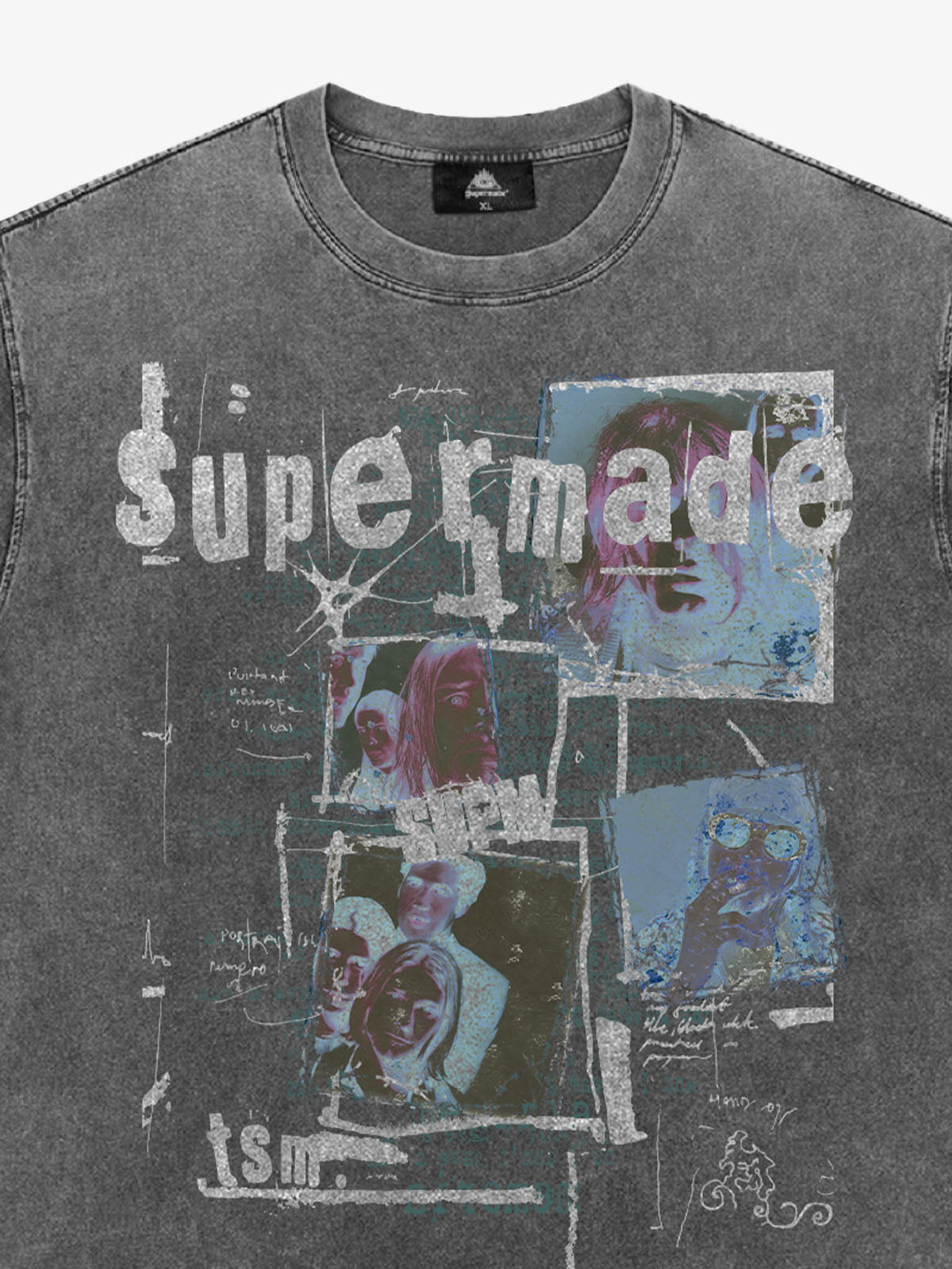THE SUPERMADE Retro nostalgia Artistic Graphic Print T-Shirt with Collage Design 