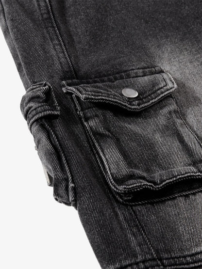 Oversized Vintage Cargo Pants with Multiple Pockets and Adjustable Straps 