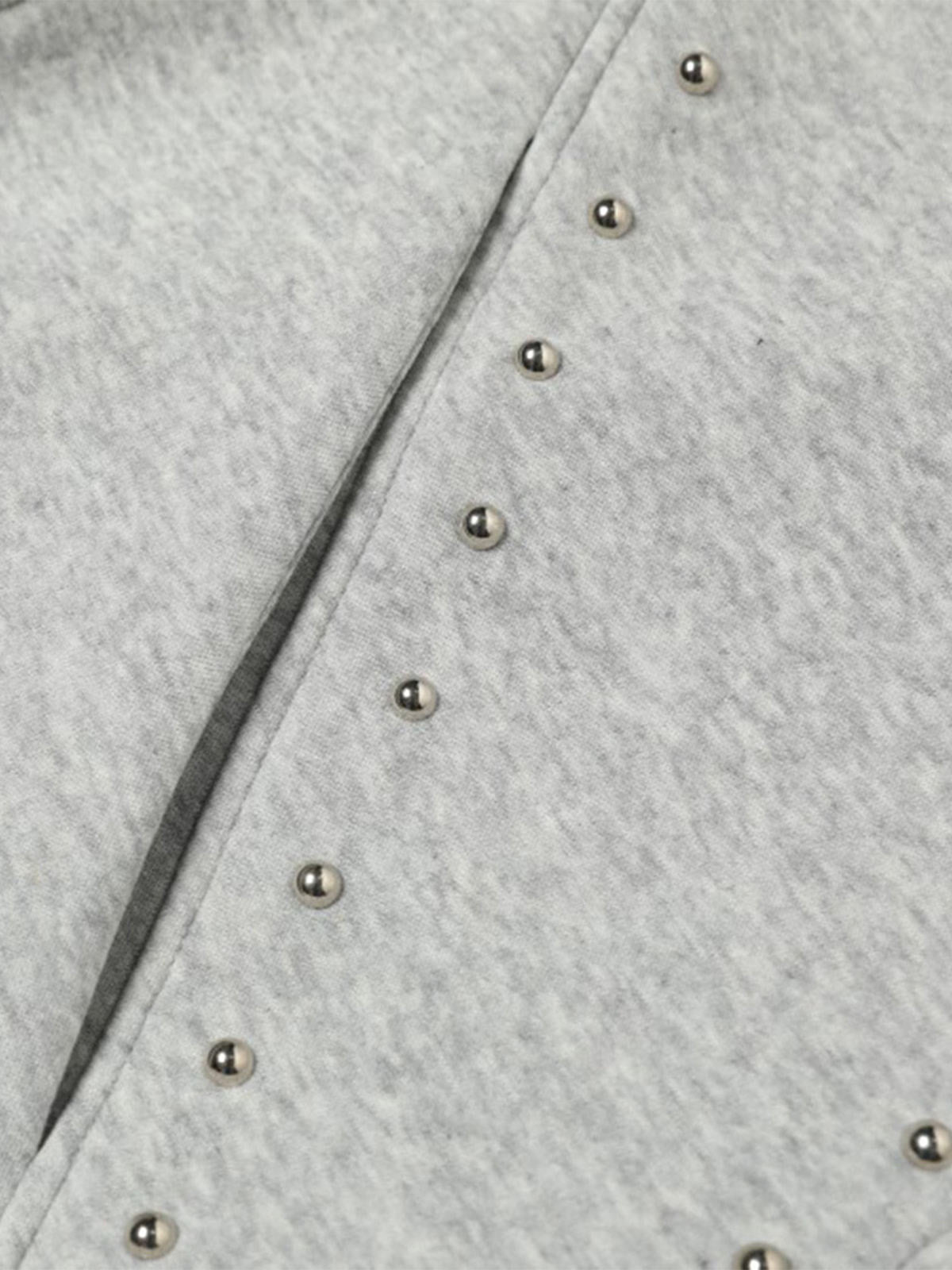 Dark Street Style Cat Ear Studded Zip-Up Hoodie