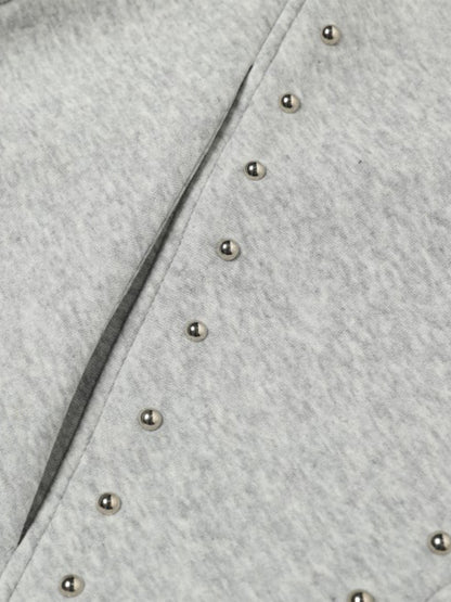 Dark Street Style Cat Ear Studded Zip-Up Hoodie