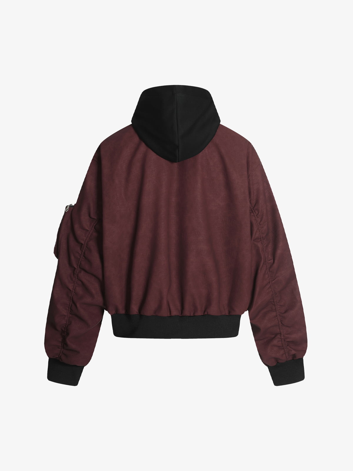 Patchwork Faux Leather Hooded Two-Piece Jacket 