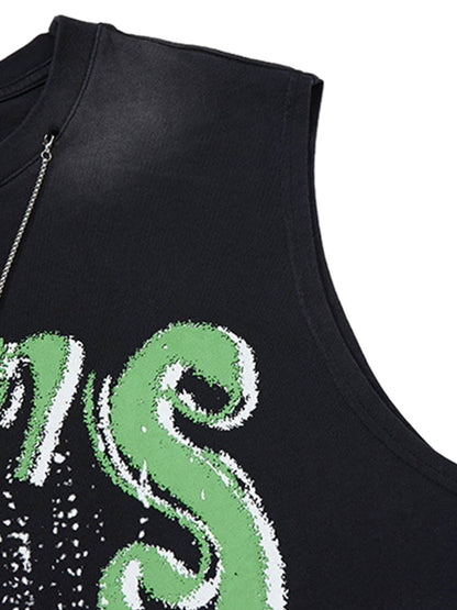 Street Graphic Spray Print Necklace T-Shirt 