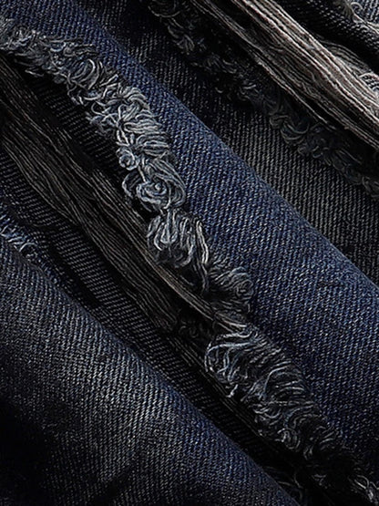 Distressed Wide-Leg Jeans with Tie-Dye Effect for Trendy Looks 